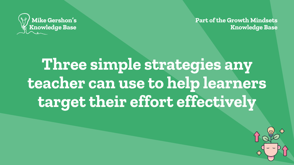 Three simple strategies any teacher can use to help learners target their effort effectively